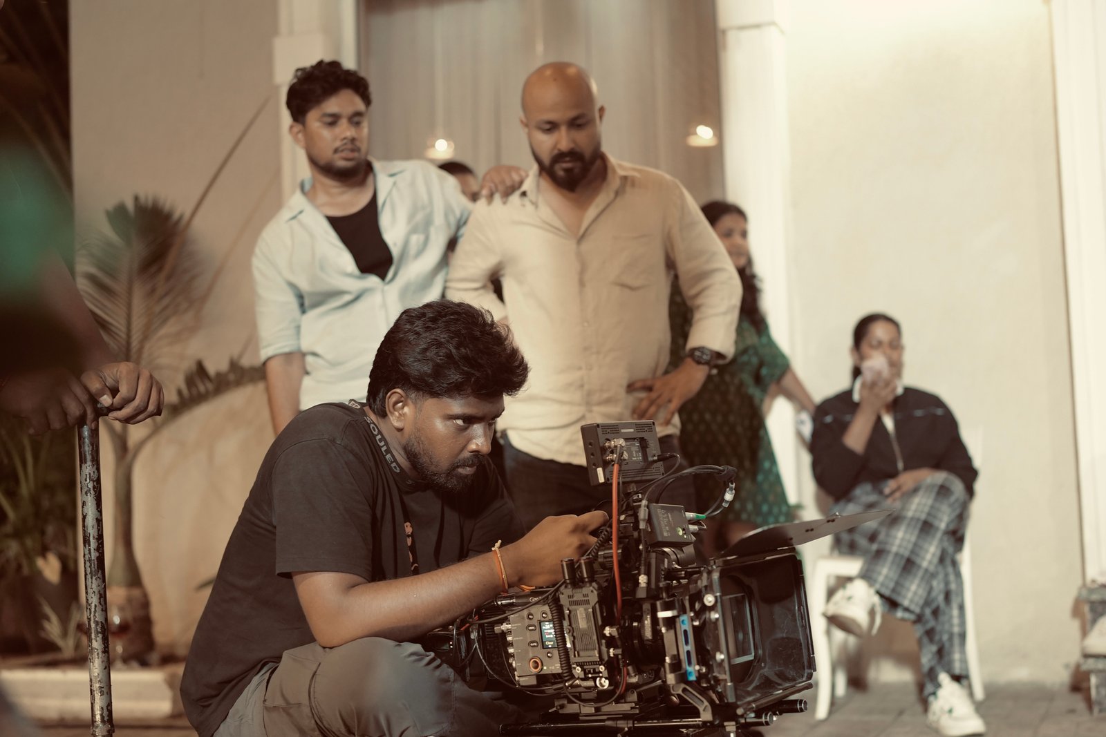Film set with professional cinema camera